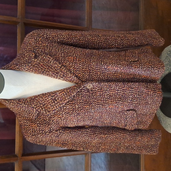 J. Jill Jackets & Blazers - J Jill Blazer Jacket Multicolor Tweed Brown Purple Orange Tan Tweed